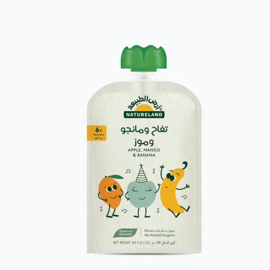 Natureland Fruit Puree - Apple Mango Banana 100g
