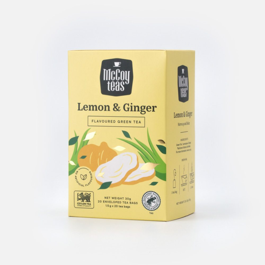 MCCOY LEMON & GINGER 20 ENV TEA BAGS