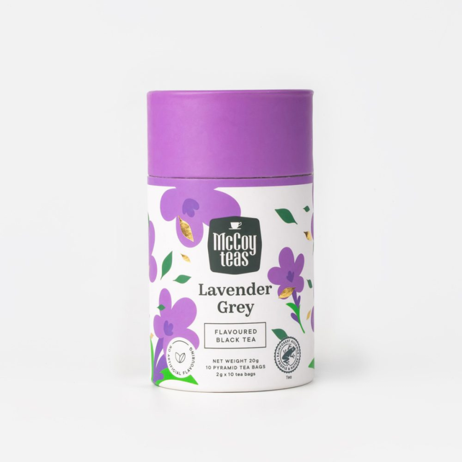 MCCOY LAVENDER GREY 10 PYRAMID TEA BAGS