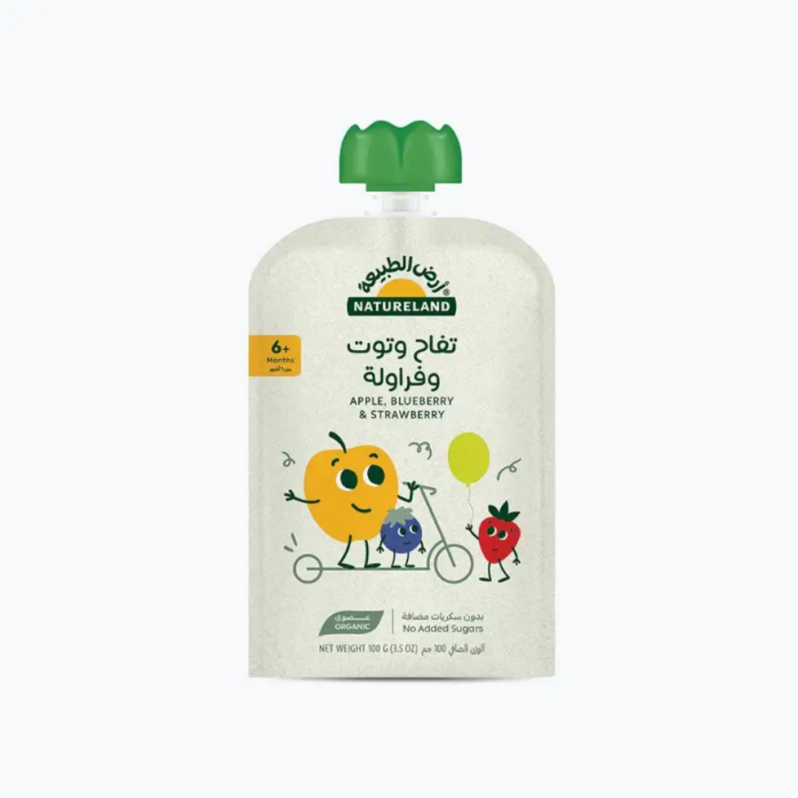 Natureland Fruit Puree - Apple Blueberry Strawberry 100g