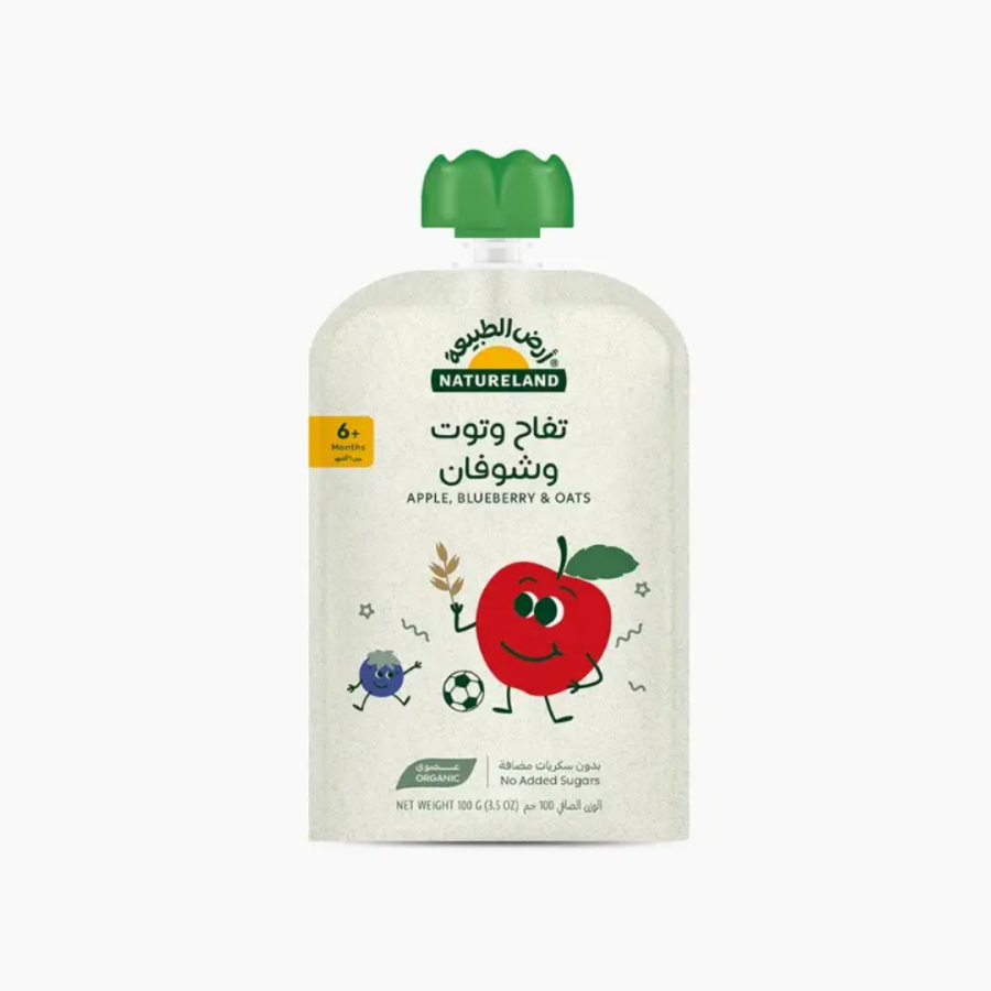 Natureland Apple Blueberry Puree with Oats 100g
