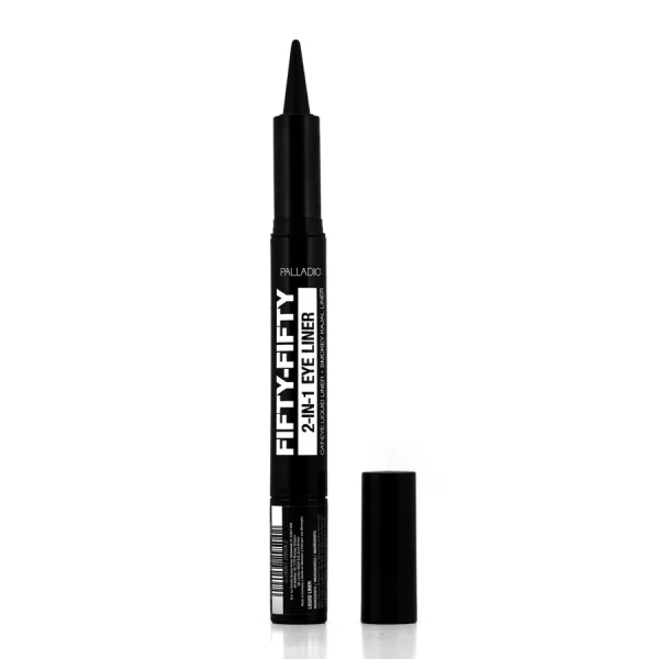 PALLADIO Fifty Fifty Cat Eye Liquid Liner+Smoky Kajal Black, (2.5ml/0.539) KDEL