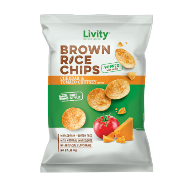 LIVITY Brown Rice Chips 60G Cheddar & Tomato