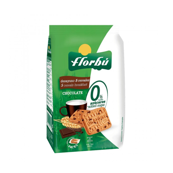 FLORBU Zero Sugar Chocolate 5 Cereals Biscuit 400g