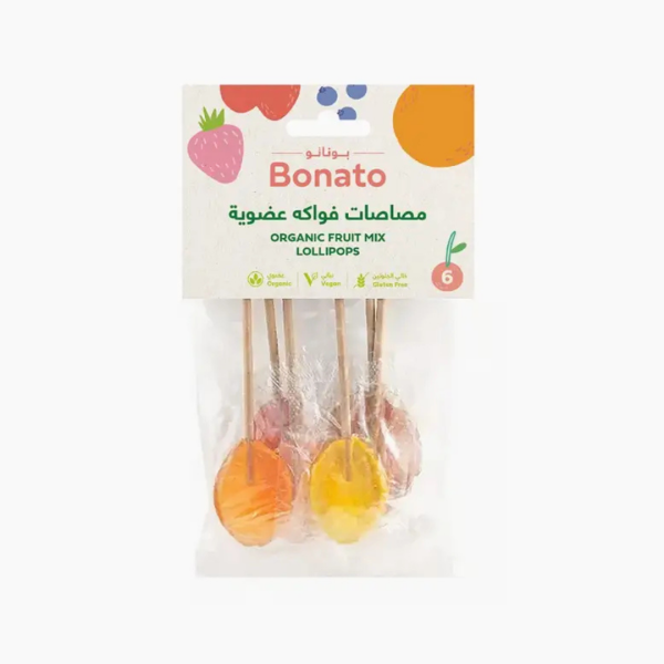 Natureland BONATO ORGANIC FRUIT MIX LOLLIPOPS 6PCS 50G