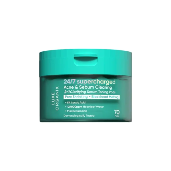 LUXE ORGANIX 24/7 Supercharged Acne & Sebum Clearing Serum Toning Pads