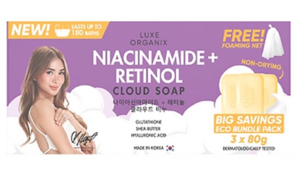 LUXE ORGANIX Cloud Soap Niacinamide + Retinol 80g (Yellow) Set