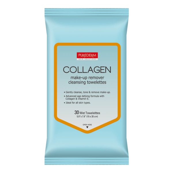 LUXE ORGANIX PUREDERM Towelettes Make Up Remover Collagen 30pcs